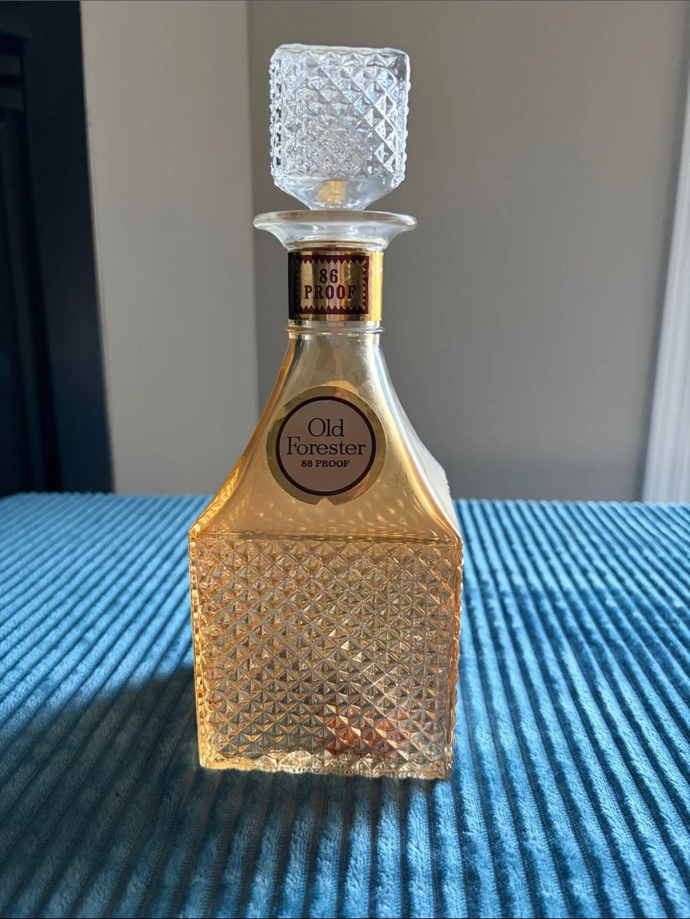 Vintage OLD FORESTER cut glass whiskey decanter